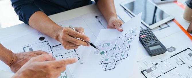 A commercial architect looking at a project